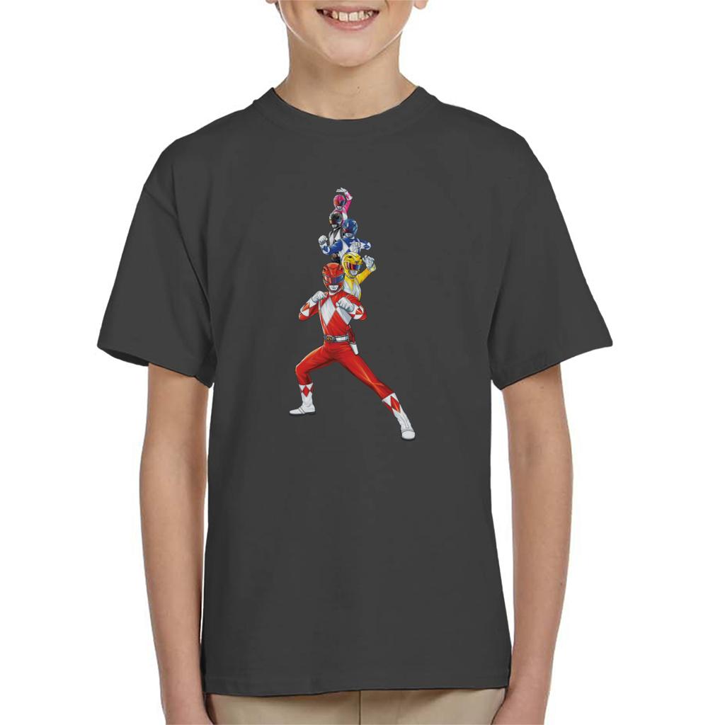 Power Rangers Action Line Up Kid's T-Shirt-ALL + EVERY