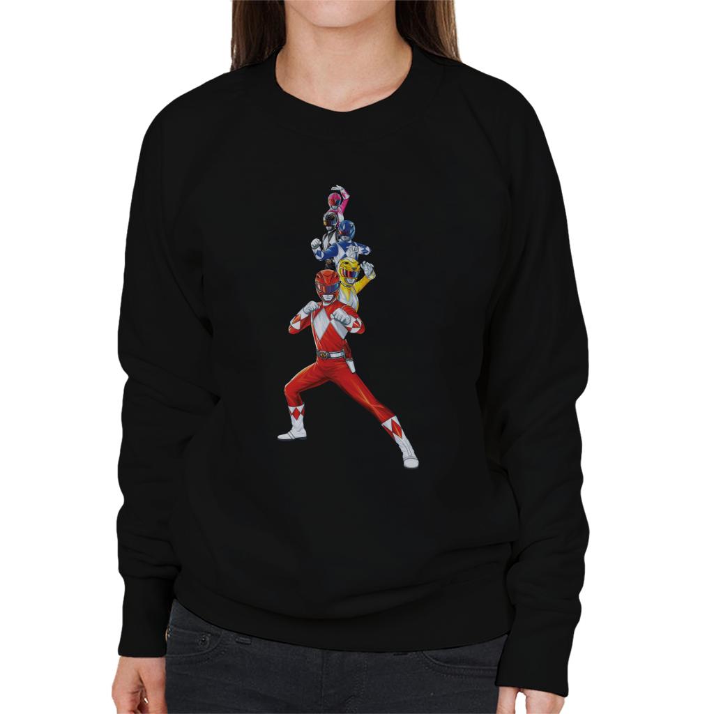 Power Rangers Action Line Up Women's Sweatshirt-ALL + EVERY