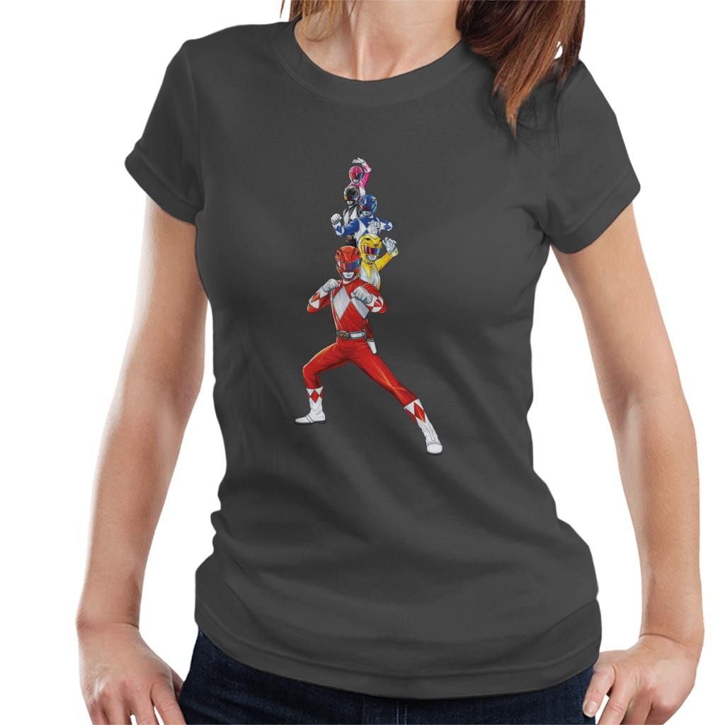 Power Rangers Action Line Up Women's T-Shirt-ALL + EVERY