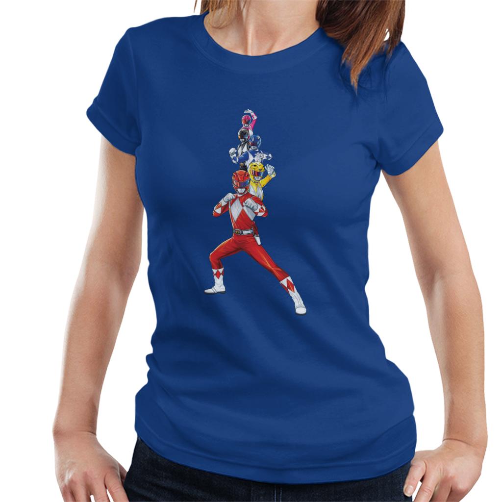 Power Rangers Action Line Up Women's T-Shirt-ALL + EVERY