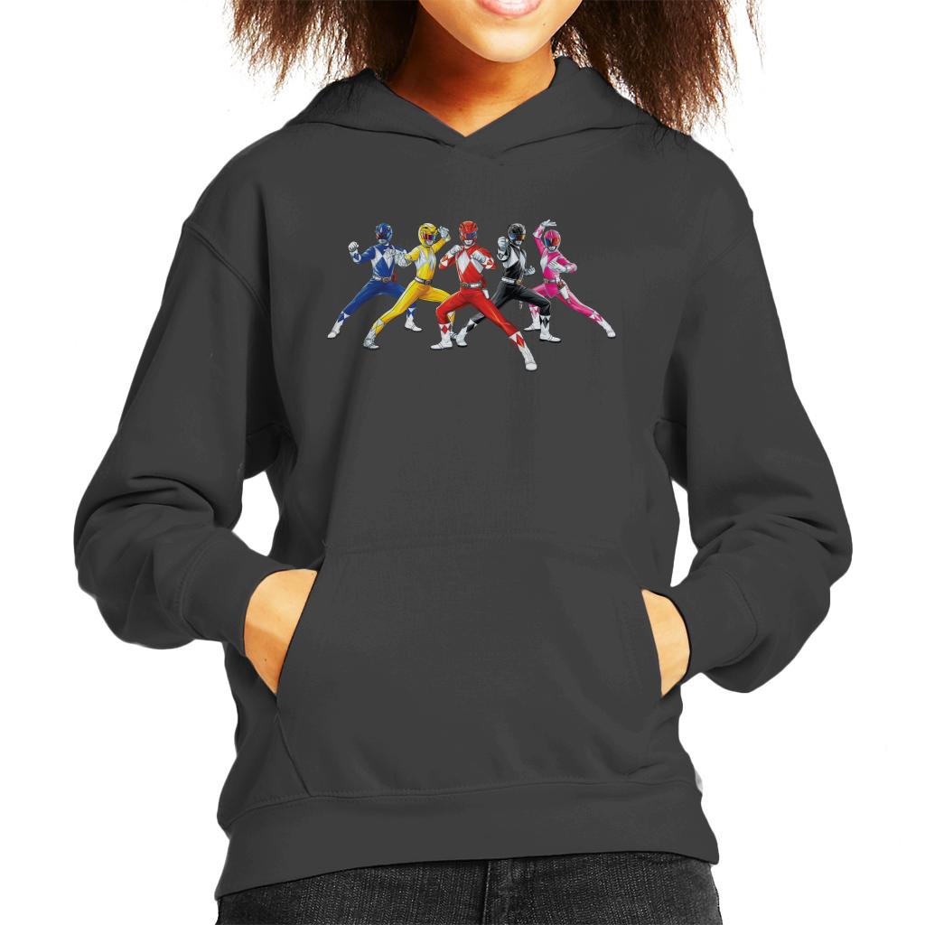 Power Rangers Fighting Pose Kid's Hooded Sweatshirt-ALL + EVERY