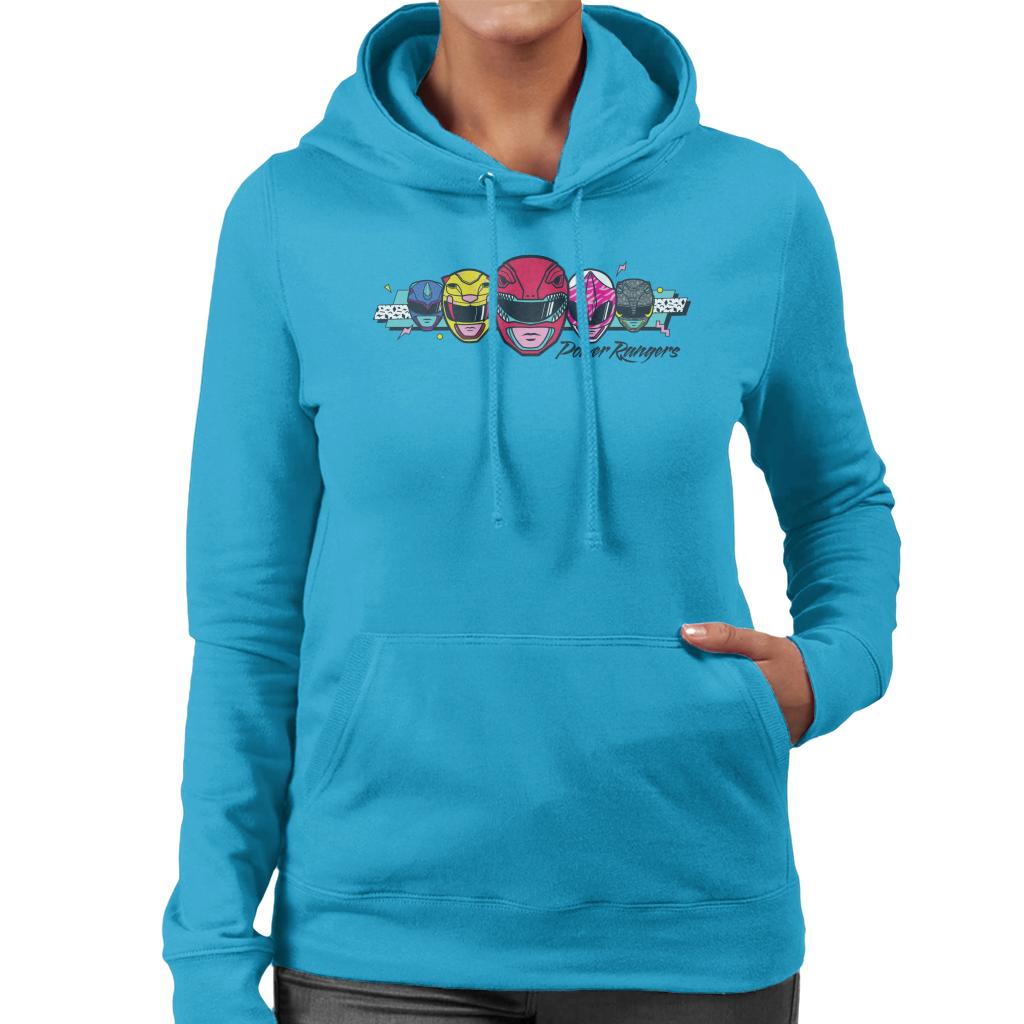 Power Rangers Retro 90s Heads Women's Hooded Sweatshirt-ALL + EVERY