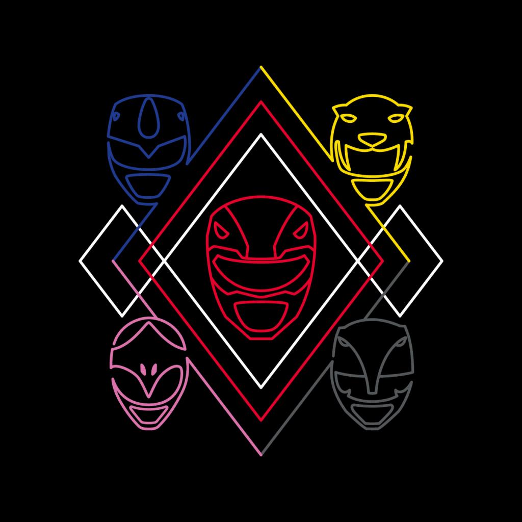 Power Rangers Heads Line Art Men's T-Shirt-ALL + EVERY