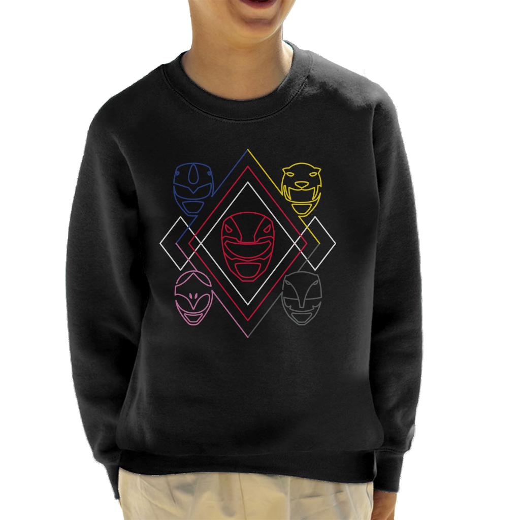 Power Rangers Heads Line Art Kid's Sweatshirt-ALL + EVERY