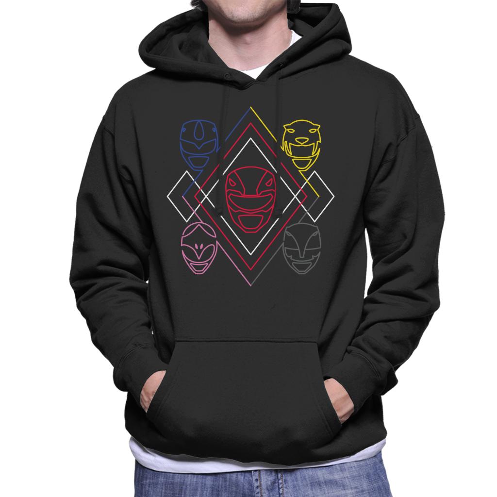 Power Rangers Heads Line Art Men's Hooded Sweatshirt-ALL + EVERY