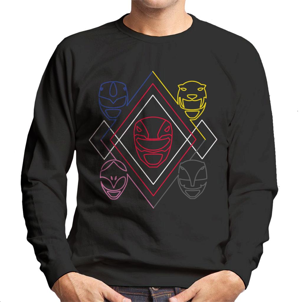 Power Rangers Heads Line Art Men's Sweatshirt-ALL + EVERY