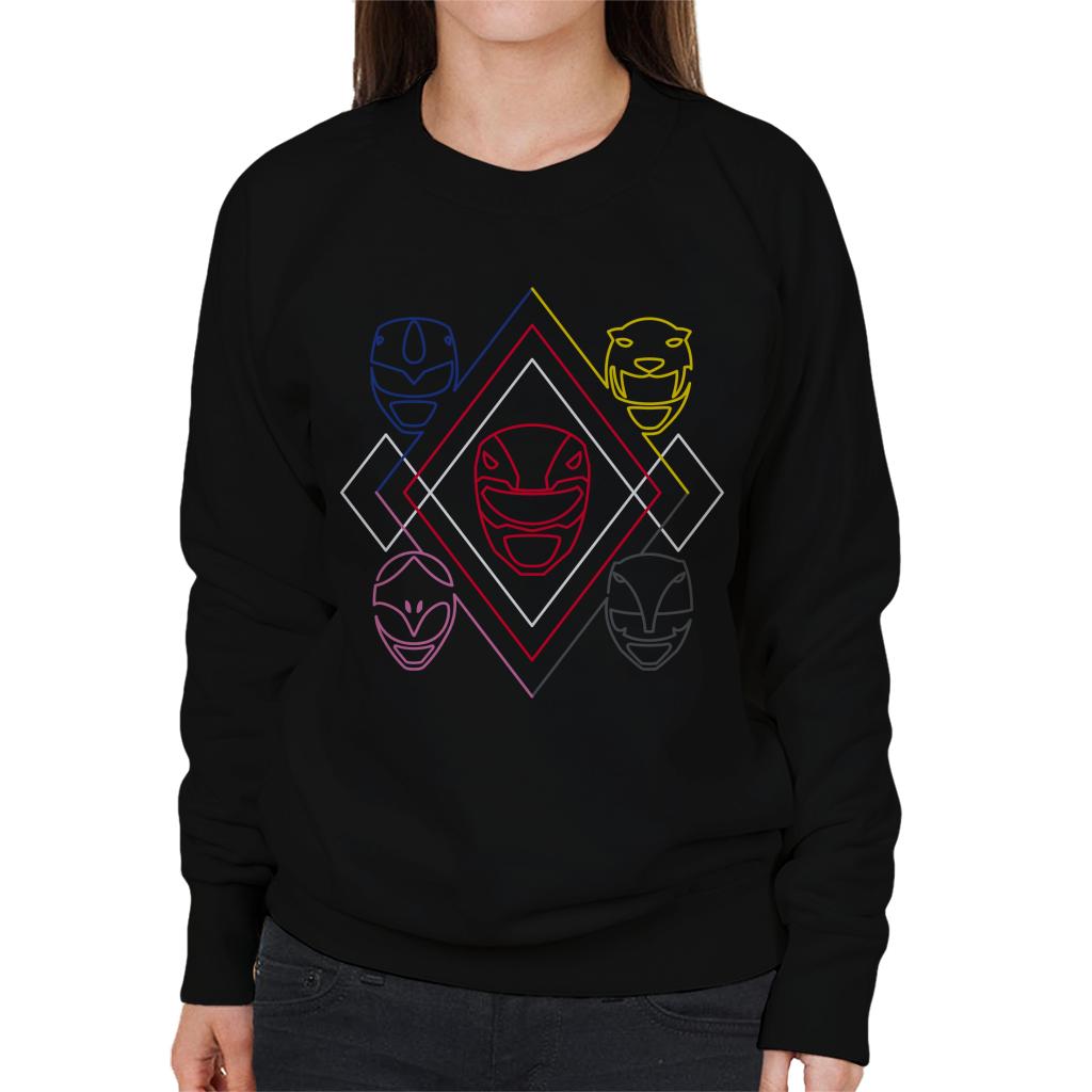 Power Rangers Heads Line Art Women's Sweatshirt-ALL + EVERY