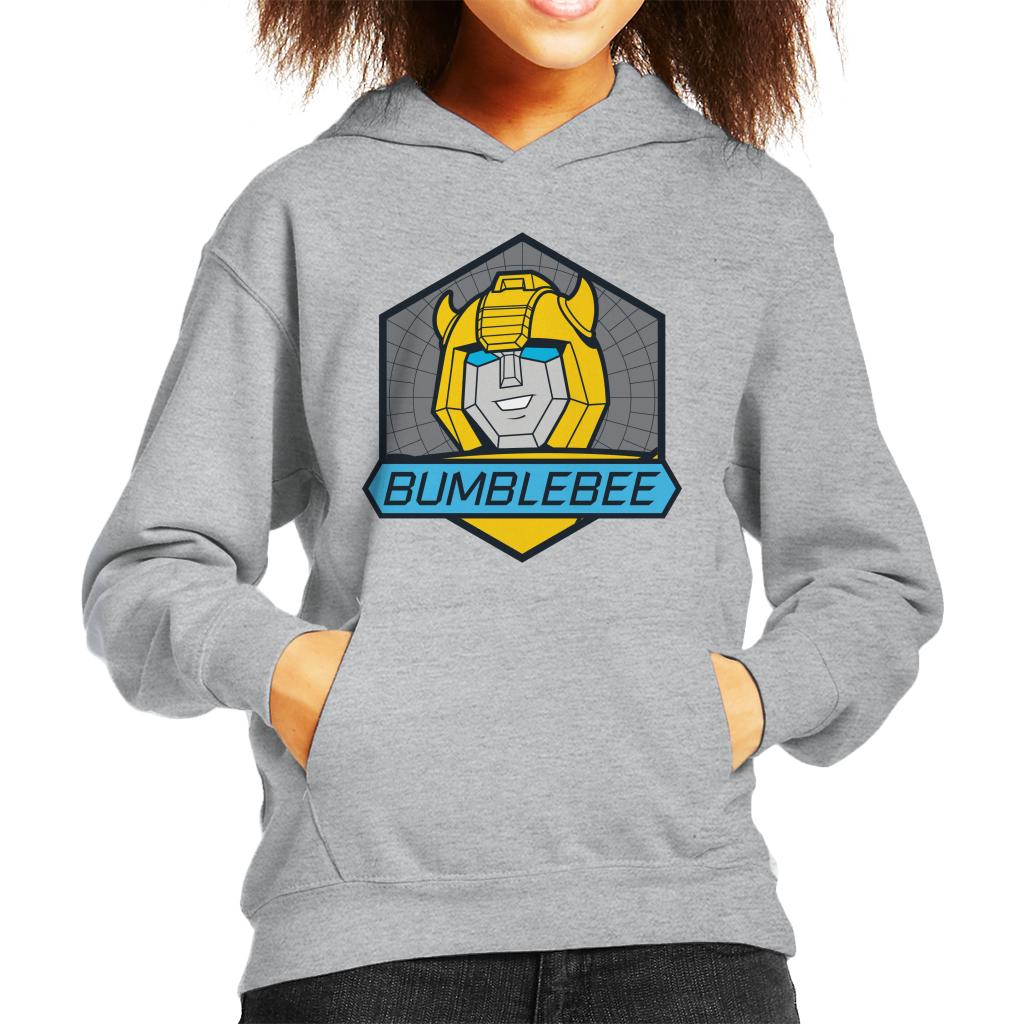 Transformers Bumblebee Blue Eyes Retro Badge Kid's Hooded Sweatshirt-ALL + EVERY