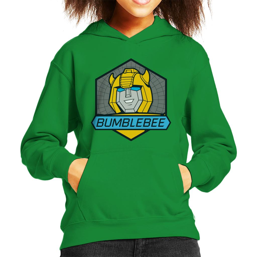 Transformers Bumblebee Blue Eyes Retro Badge Kid's Hooded Sweatshirt-ALL + EVERY