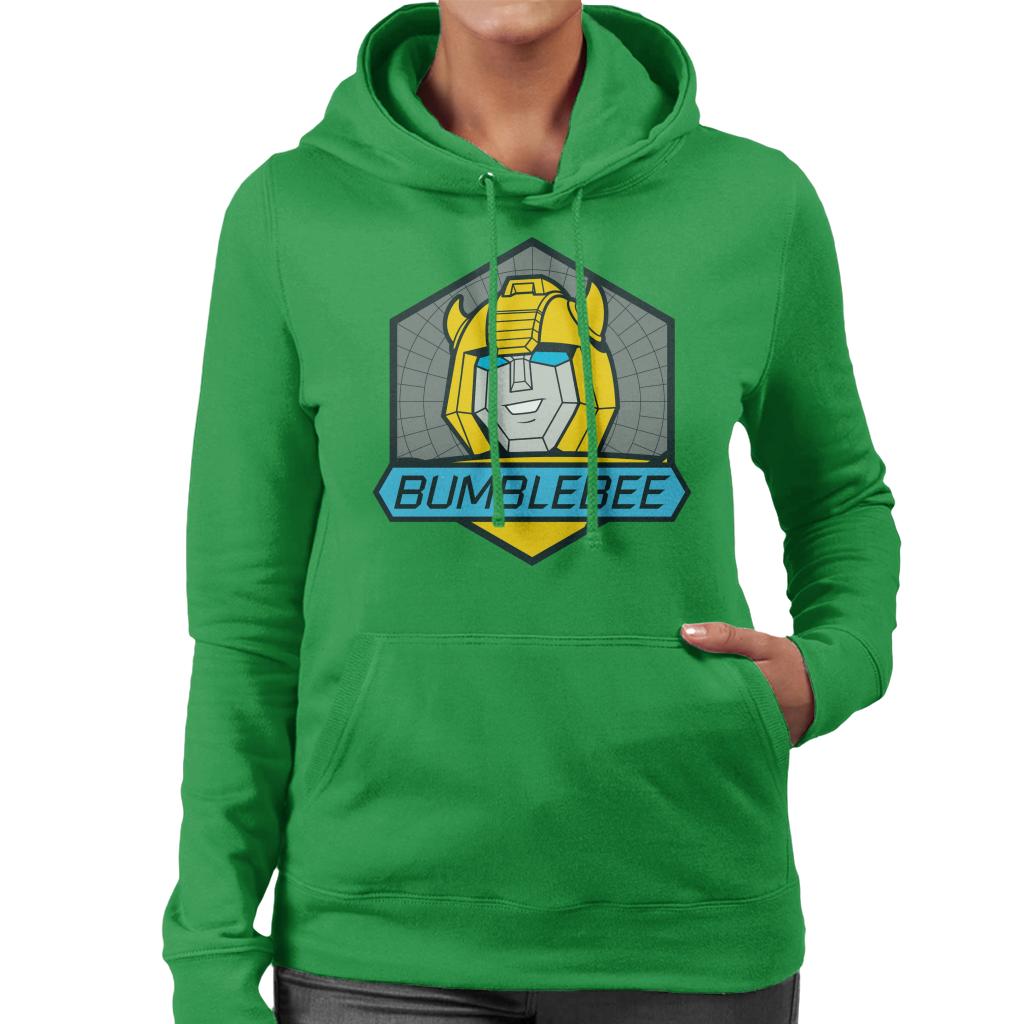 Transformers Bumblebee Blue Eyes Retro Badge Women's Hooded Sweatshirt-ALL + EVERY