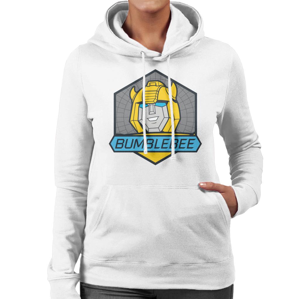 Transformers Bumblebee Blue Eyes Retro Badge Women's Hooded Sweatshirt-ALL + EVERY