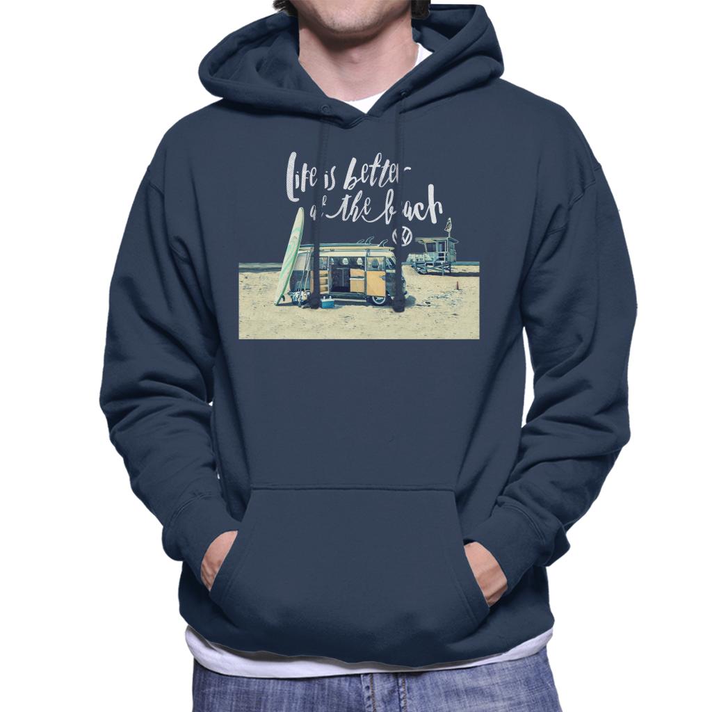 Volkswagen Better By The Beach Camper Men's Hooded Sweatshirt-ALL + EVERY