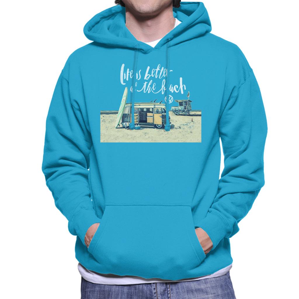 Volkswagen Better By The Beach Camper Men's Hooded Sweatshirt-ALL + EVERY