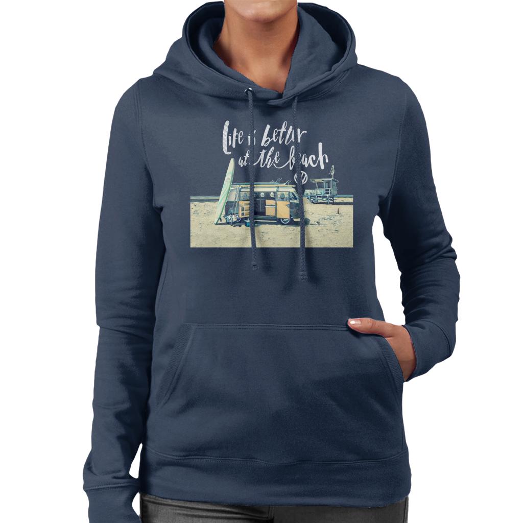 Volkswagen Better By The Beach Camper Women's Hooded Sweatshirt-ALL + EVERY