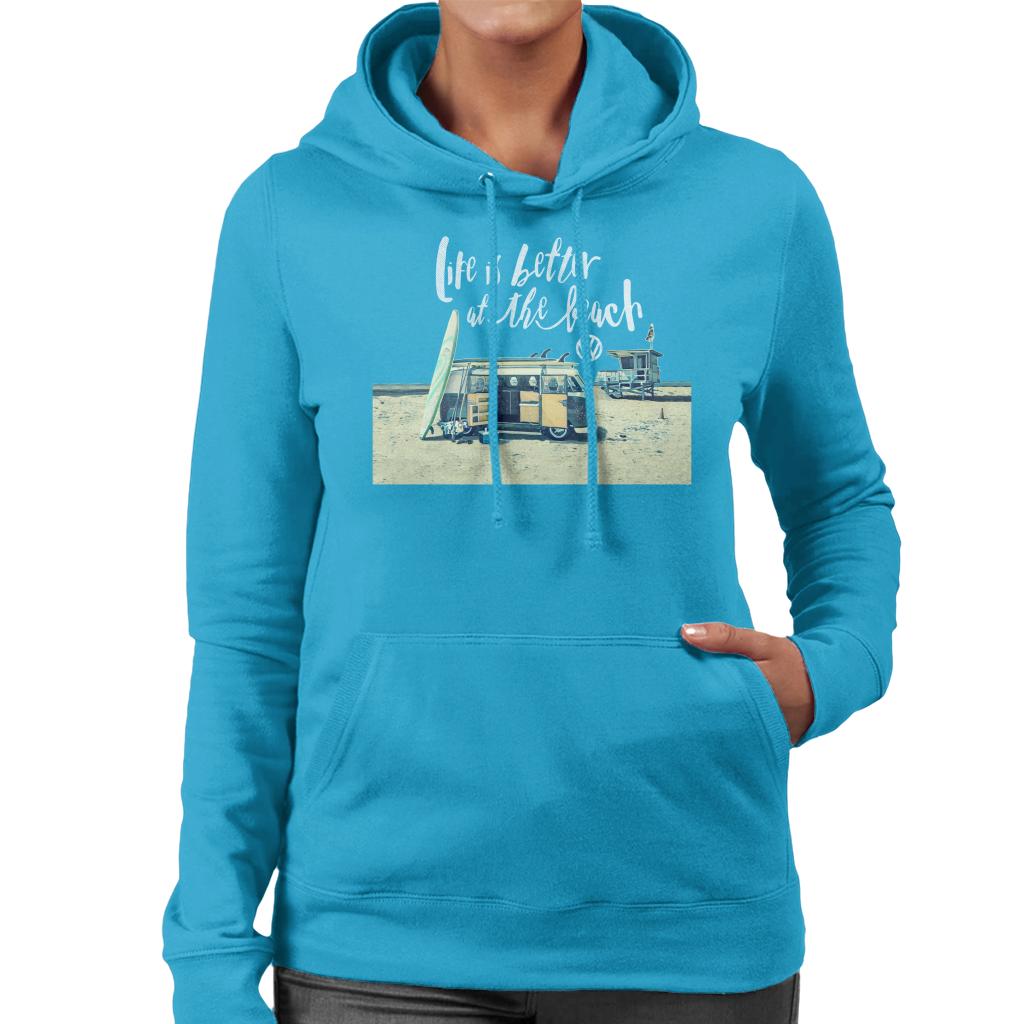 Volkswagen Better By The Beach Camper Women's Hooded Sweatshirt-ALL + EVERY