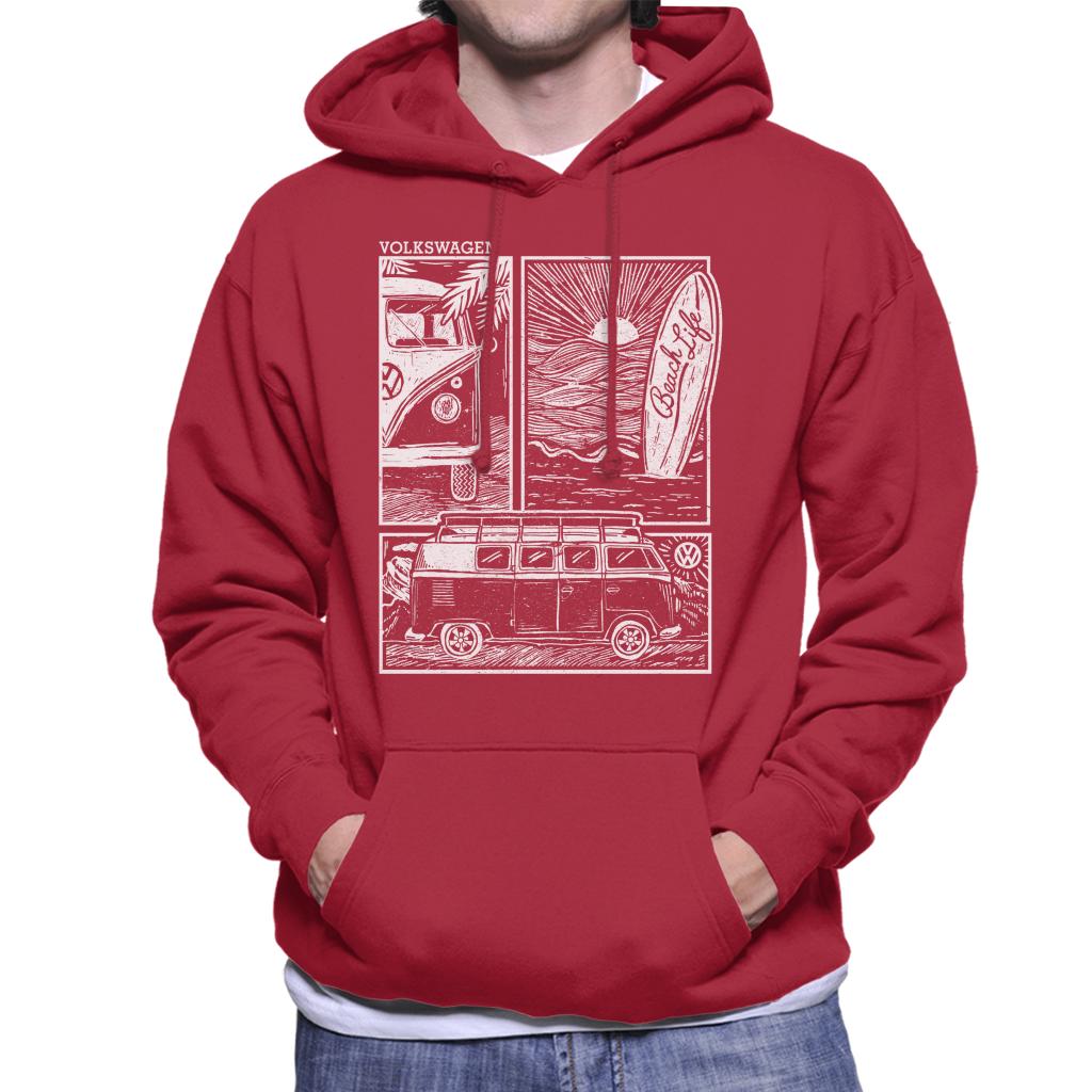 Volkswagen T1 Camper Beach Life Doodle Men's Hooded Sweatshirt-ALL + EVERY