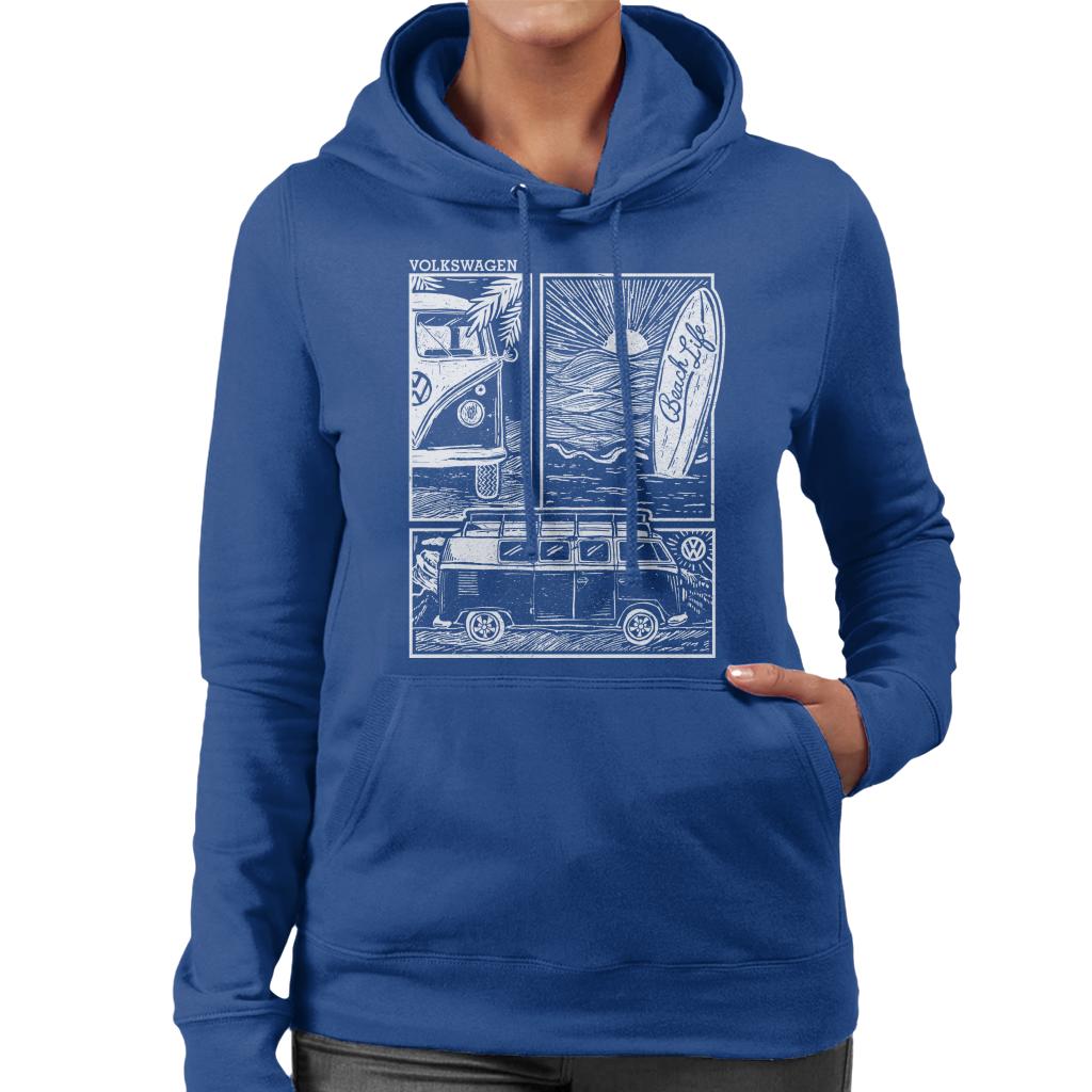 Volkswagen T1 Camper Beach Life Doodle Women's Hooded Sweatshirt-ALL + EVERY