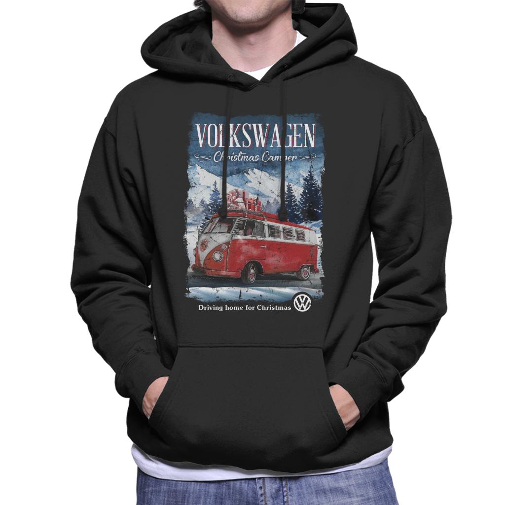 Volkswagen Christmas Red Camper Driving Home Men's Hooded Sweatshirt-ALL + EVERY