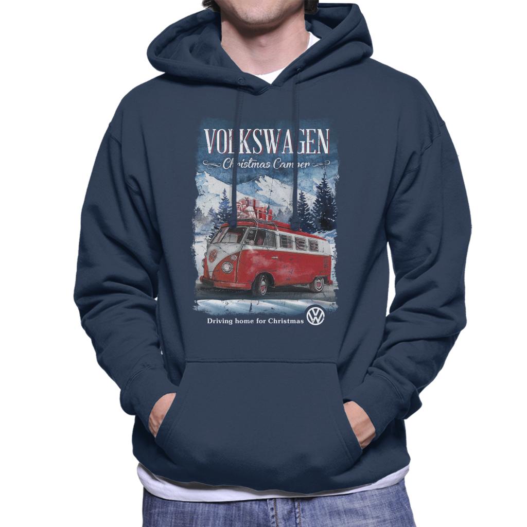 Volkswagen Christmas Red Camper Driving Home Men's Hooded Sweatshirt-ALL + EVERY