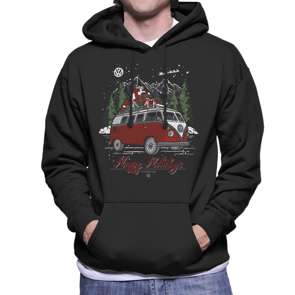 Volkswagen Christmas Happy Holidays Camper Men's Hooded Sweatshirt-ALL + EVERY