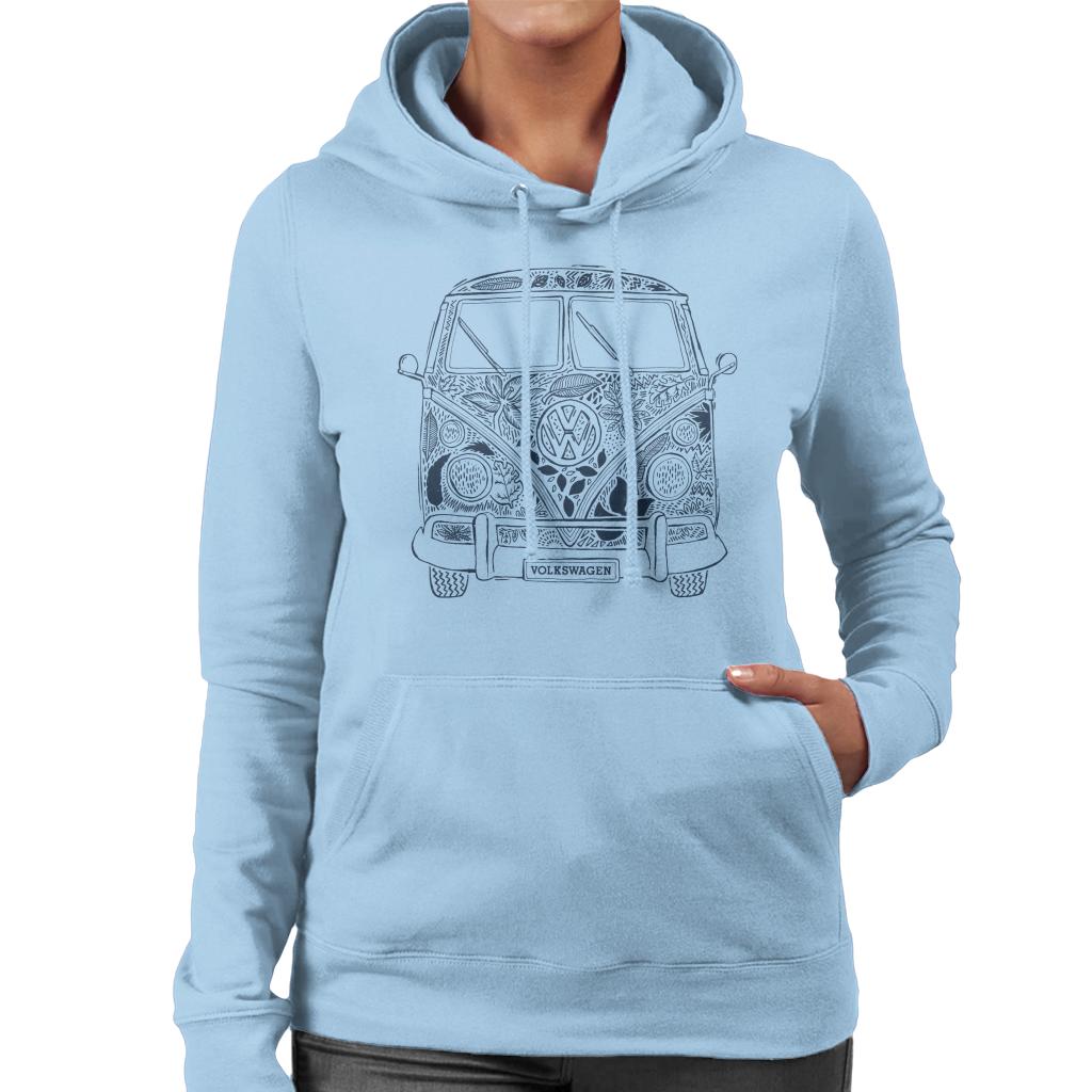 Volkswagen Floral Print Camper Women's Hooded Sweatshirt-ALL + EVERY