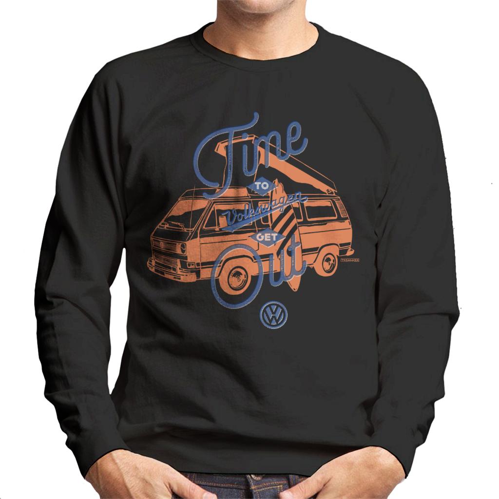 Volkswagen Time To Get Out Retro T3 Camper Men's Sweatshirt-ALL + EVERY