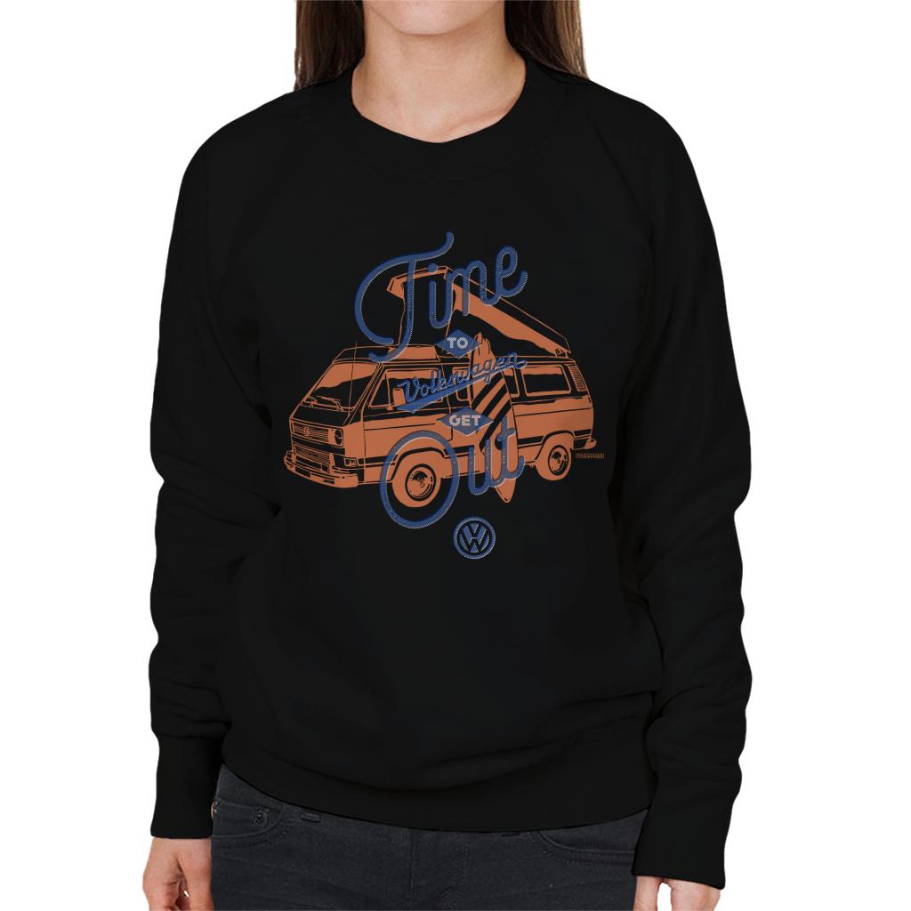 Volkswagen Time To Get Out Retro T3 Camper Women's Sweatshirt-ALL + EVERY