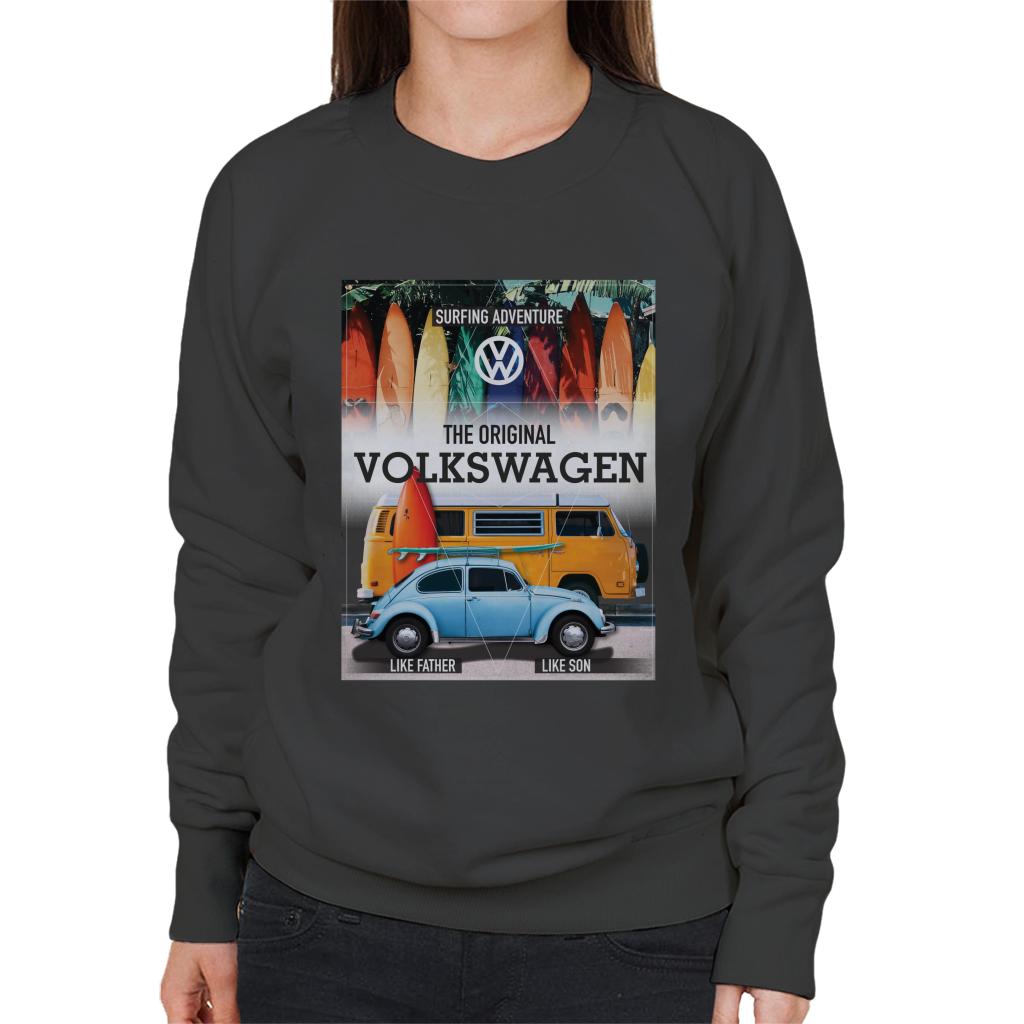 Volkswagen Beetle & Camper Surfing Adventure Women's Sweatshirt-ALL + EVERY