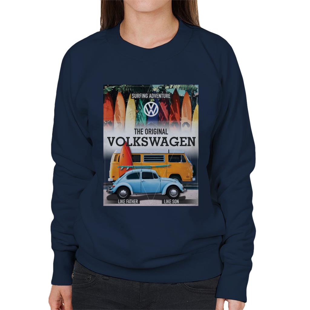 Volkswagen Beetle & Camper Surfing Adventure Women's Sweatshirt-ALL + EVERY