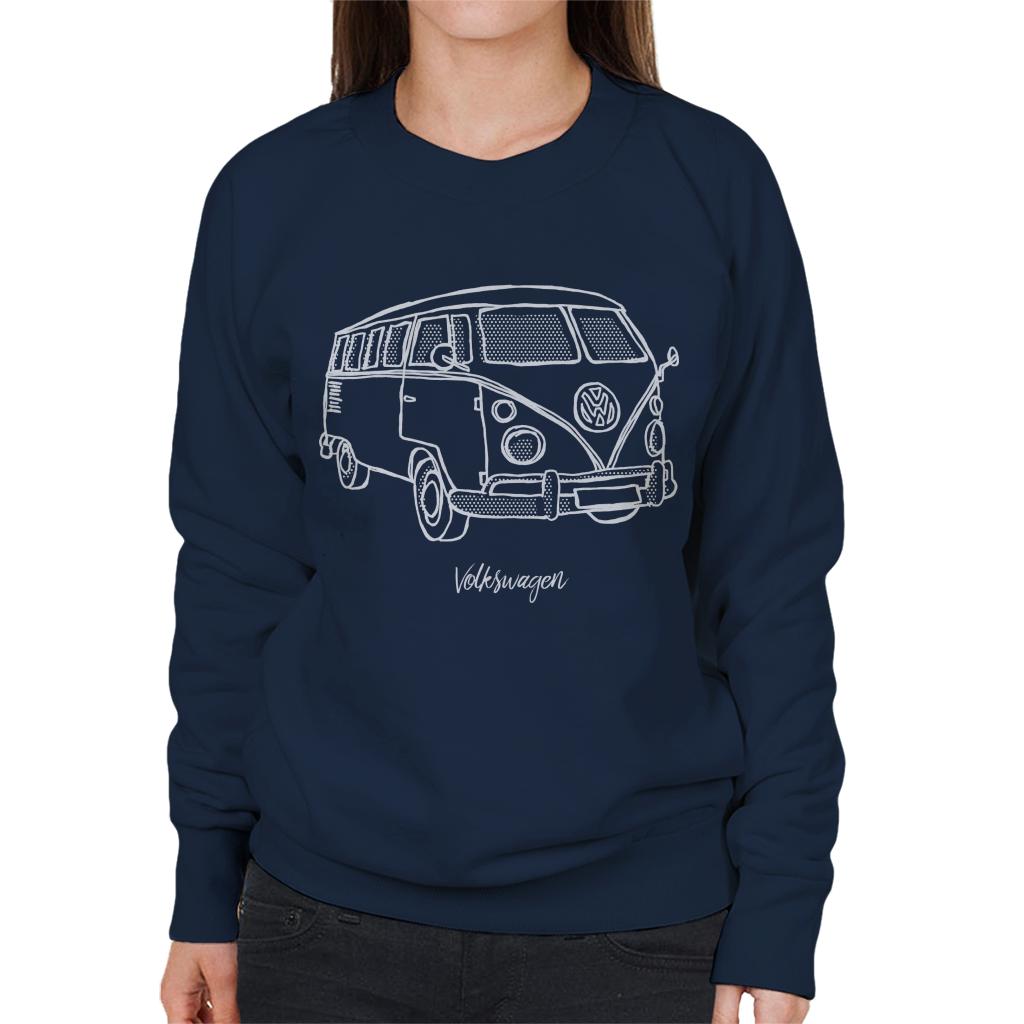 Volkswagen T1 Camper Dots Doodle Women's Sweatshirt-ALL + EVERY