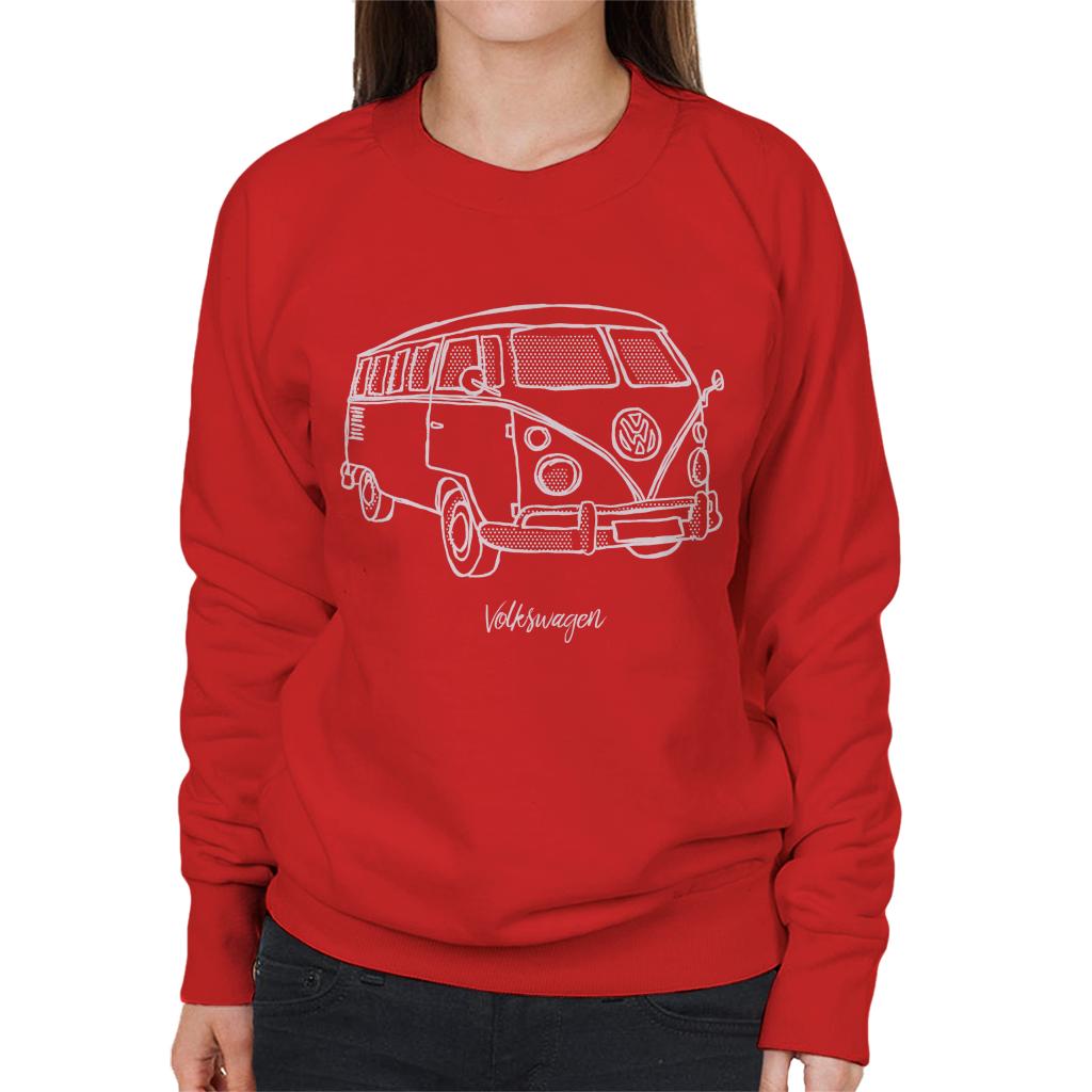 Volkswagen T1 Camper Dots Doodle Women's Sweatshirt-ALL + EVERY