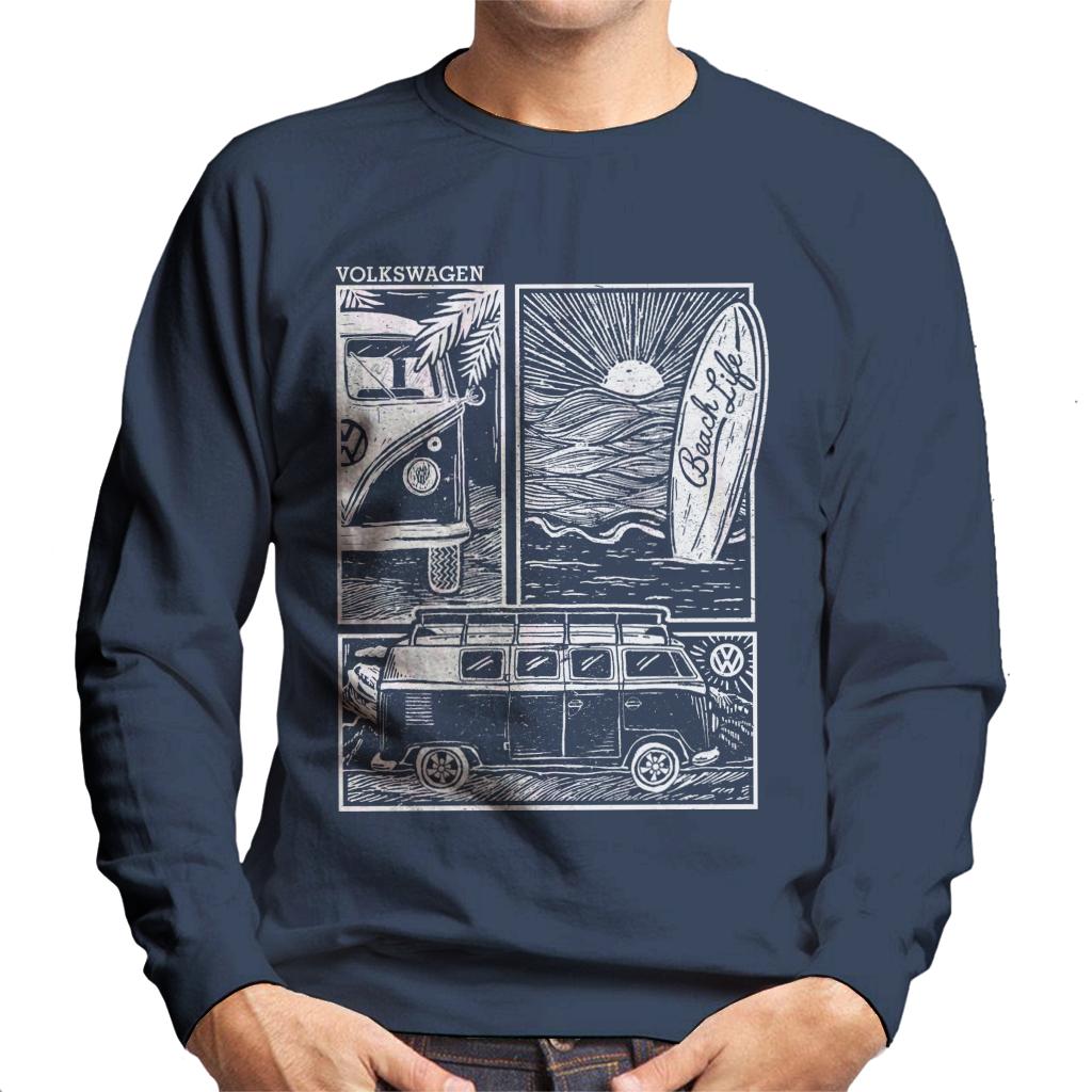 Volkswagen Camper Beach Life Doodle Men's Sweatshirt-ALL + EVERY