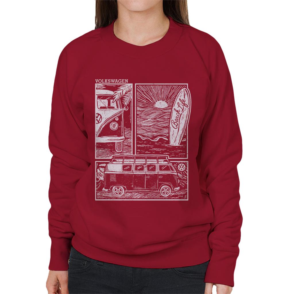 Volkswagen Camper Beach Life Doodle Women's Sweatshirt-ALL + EVERY