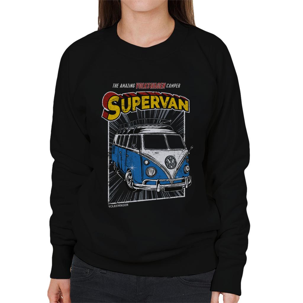 Volkswagen Comic Book Supervan Camper Women's Sweatshirt-ALL + EVERY