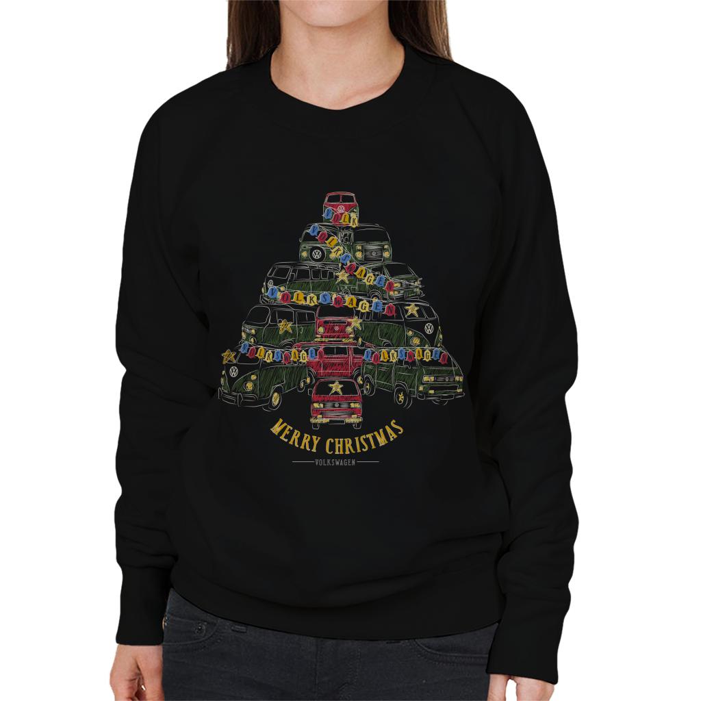 Volkswagen Christmas Tree Campers Women's Sweatshirt-ALL + EVERY