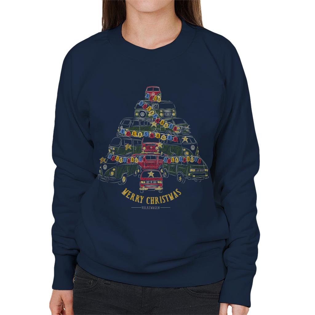 Volkswagen Christmas Tree Campers Women's Sweatshirt-ALL + EVERY