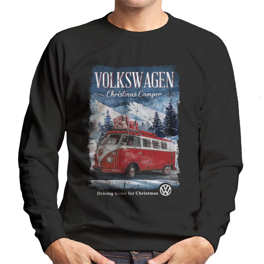 Volkswagen Christmas T1 Camper Driving Home Men's Sweatshirt-ALL + EVERY