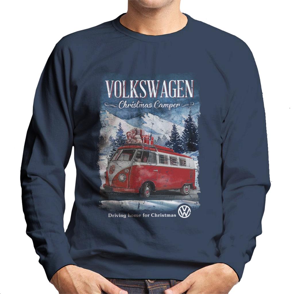 Volkswagen Christmas T1 Camper Driving Home Men's Sweatshirt-ALL + EVERY