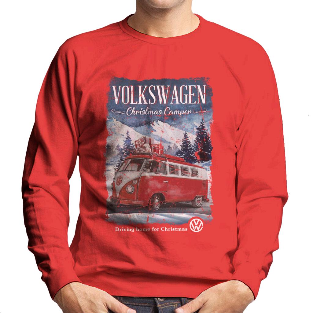 Volkswagen Christmas T1 Camper Driving Home Men's Sweatshirt-ALL + EVERY