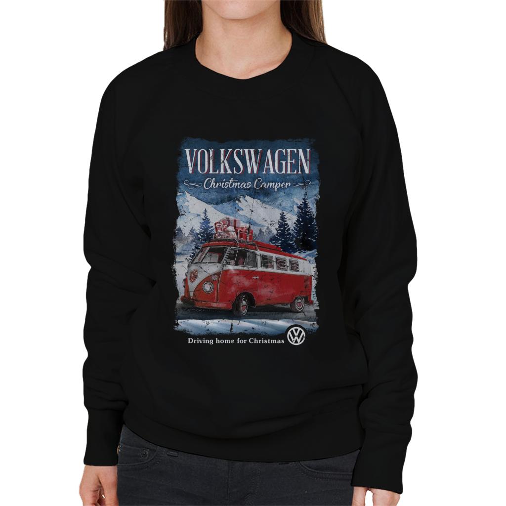 Volkswagen Christmas T1 Camper Driving Home Women's Sweatshirt-ALL + EVERY