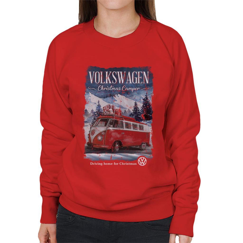 Volkswagen Christmas T1 Camper Driving Home Women's Sweatshirt-ALL + EVERY