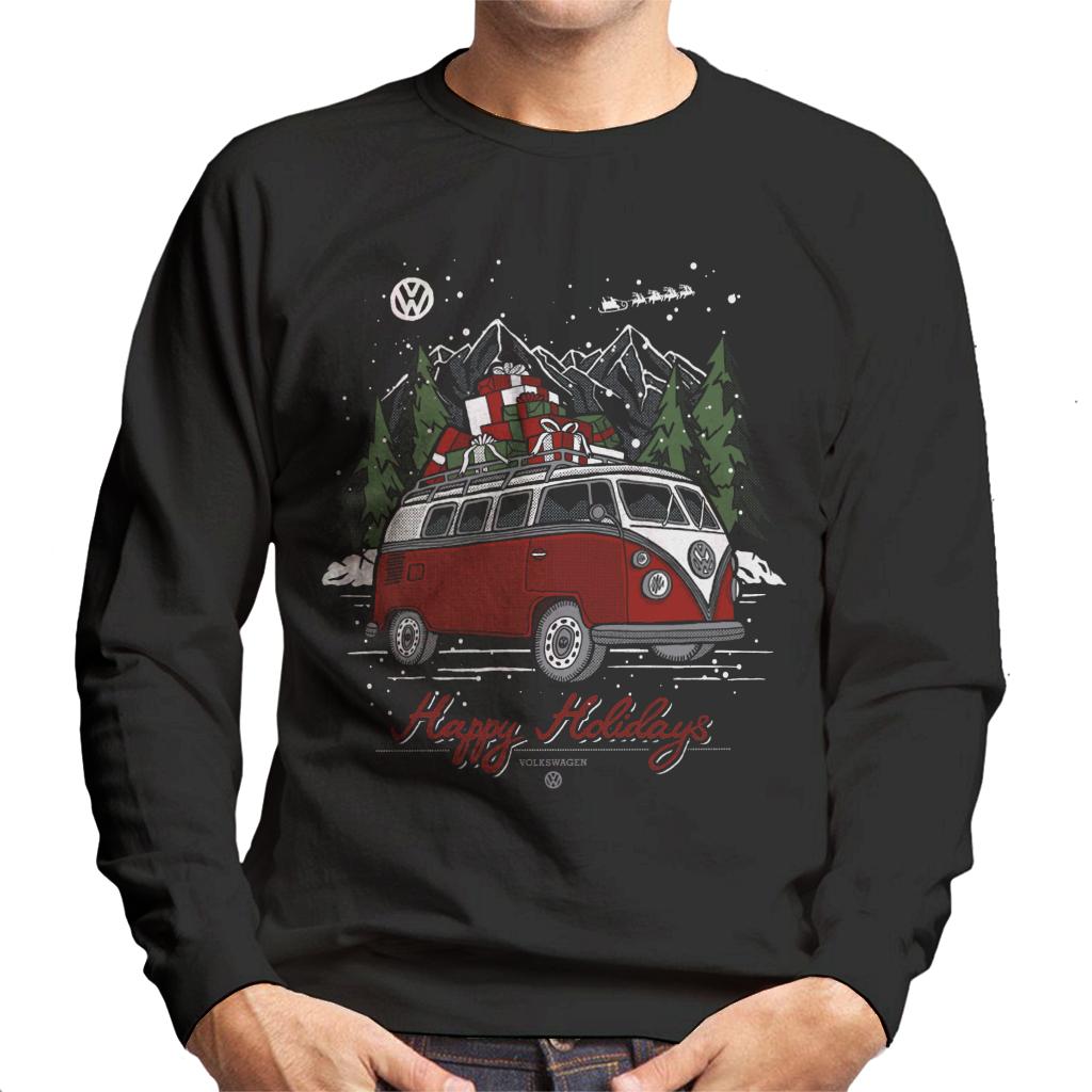 Volkswagen Happy Holidays Christmas T1 Camper Men's Sweatshirt-ALL + EVERY