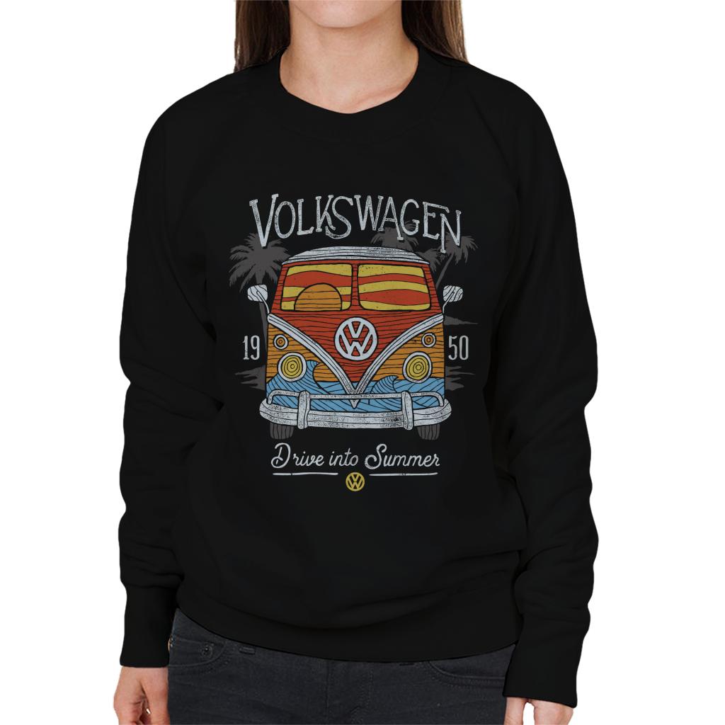 Volkswagen Drive Into Summer T1 Camper Women's Sweatshirt-ALL + EVERY