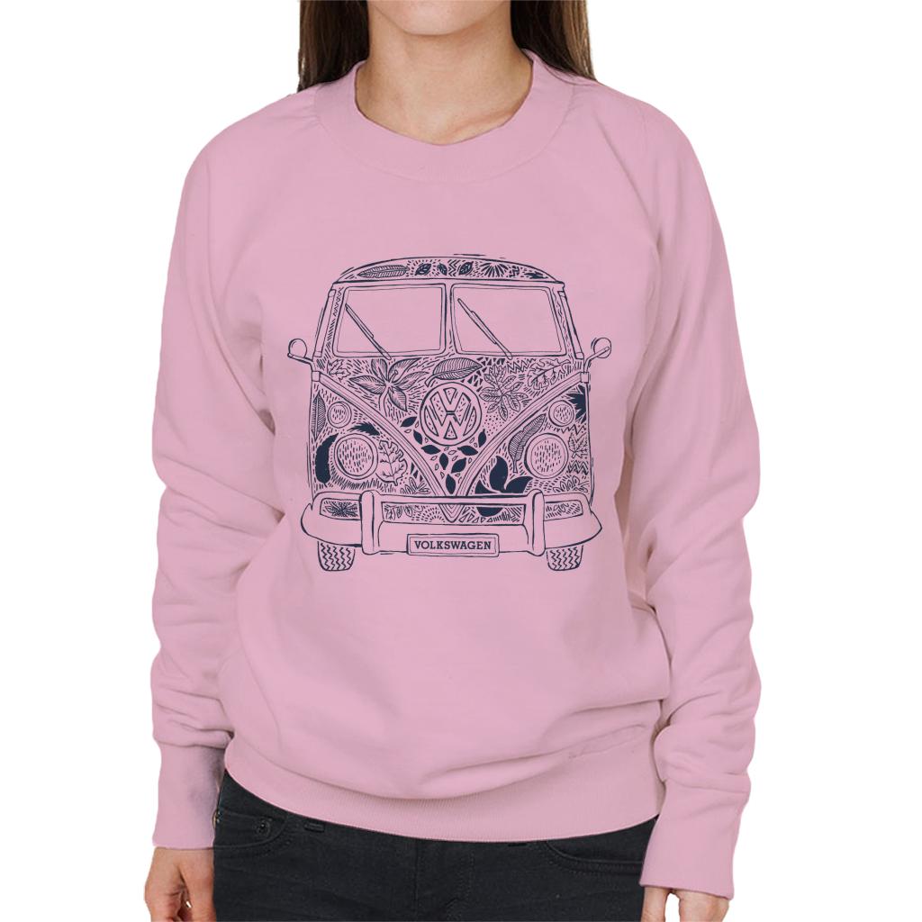 Volkswagen Camper Tropical Flower Print Women's Sweatshirt-ALL + EVERY