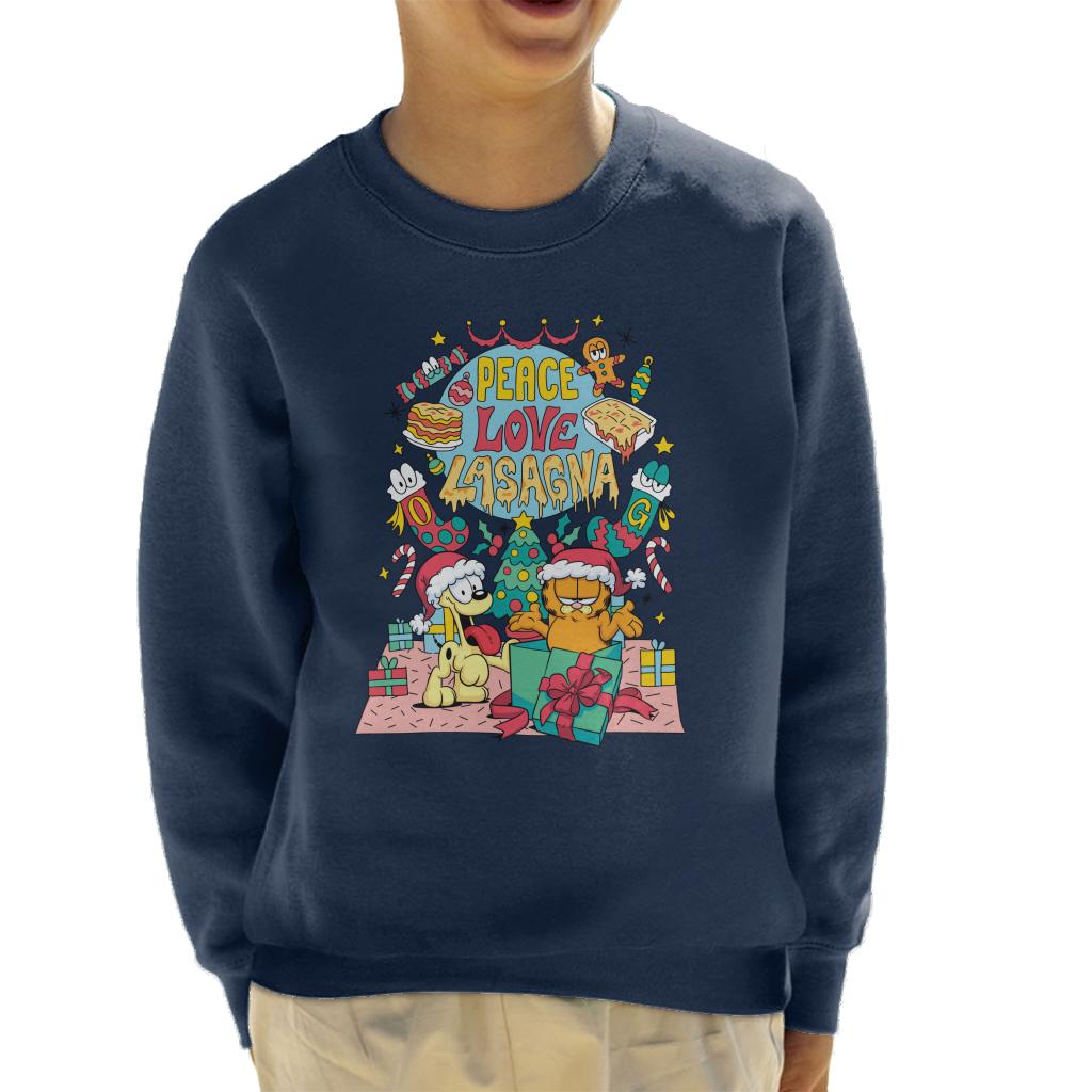 Garfield Christmas Peace Love Lasagna Kid's Sweatshirt-ALL + EVERY