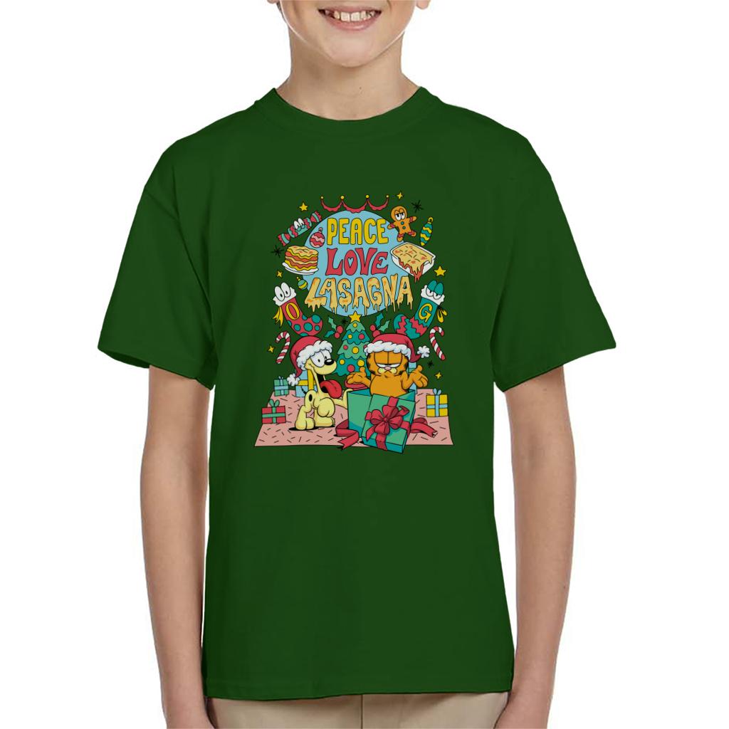 Garfield Christmas Peace Love Lasagna Kid's T-Shirt-ALL + EVERY