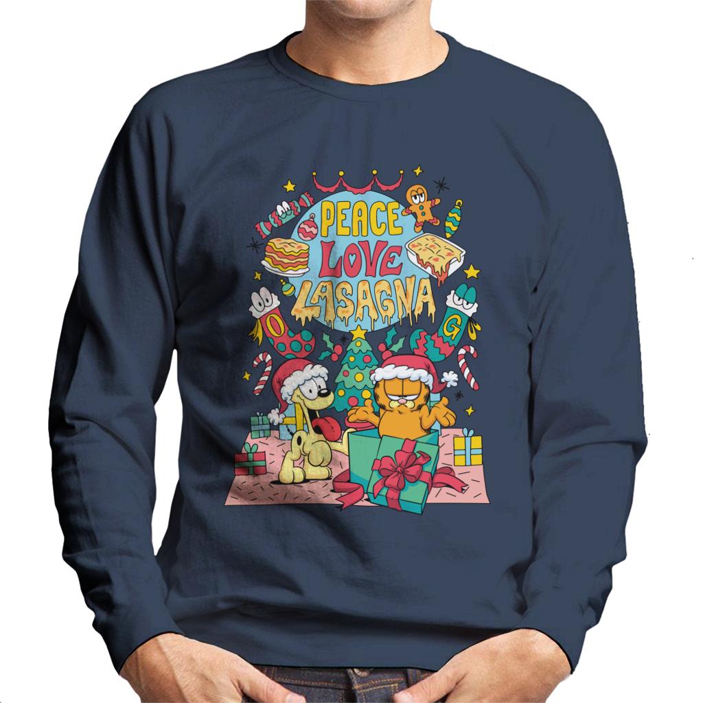 Garfield Christmas Peace Love Lasagna Men's Sweatshirt-ALL + EVERY