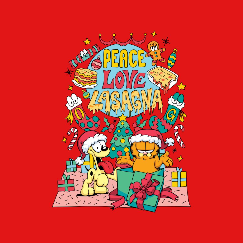 Garfield Christmas Peace Love Lasagna Men's T-Shirt-ALL + EVERY