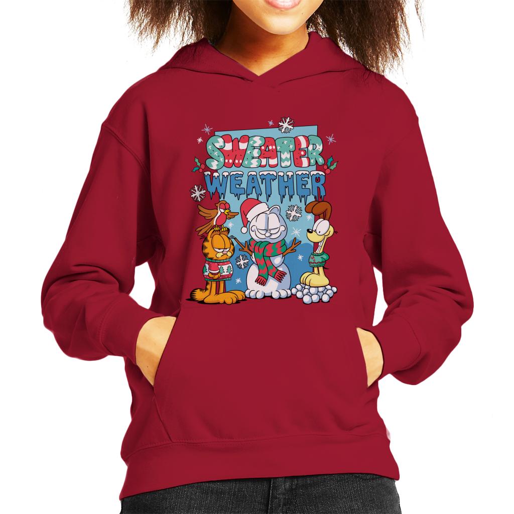 Garfield Christmas Sweater Weather Kid's Hooded Sweatshirt-ALL + EVERY