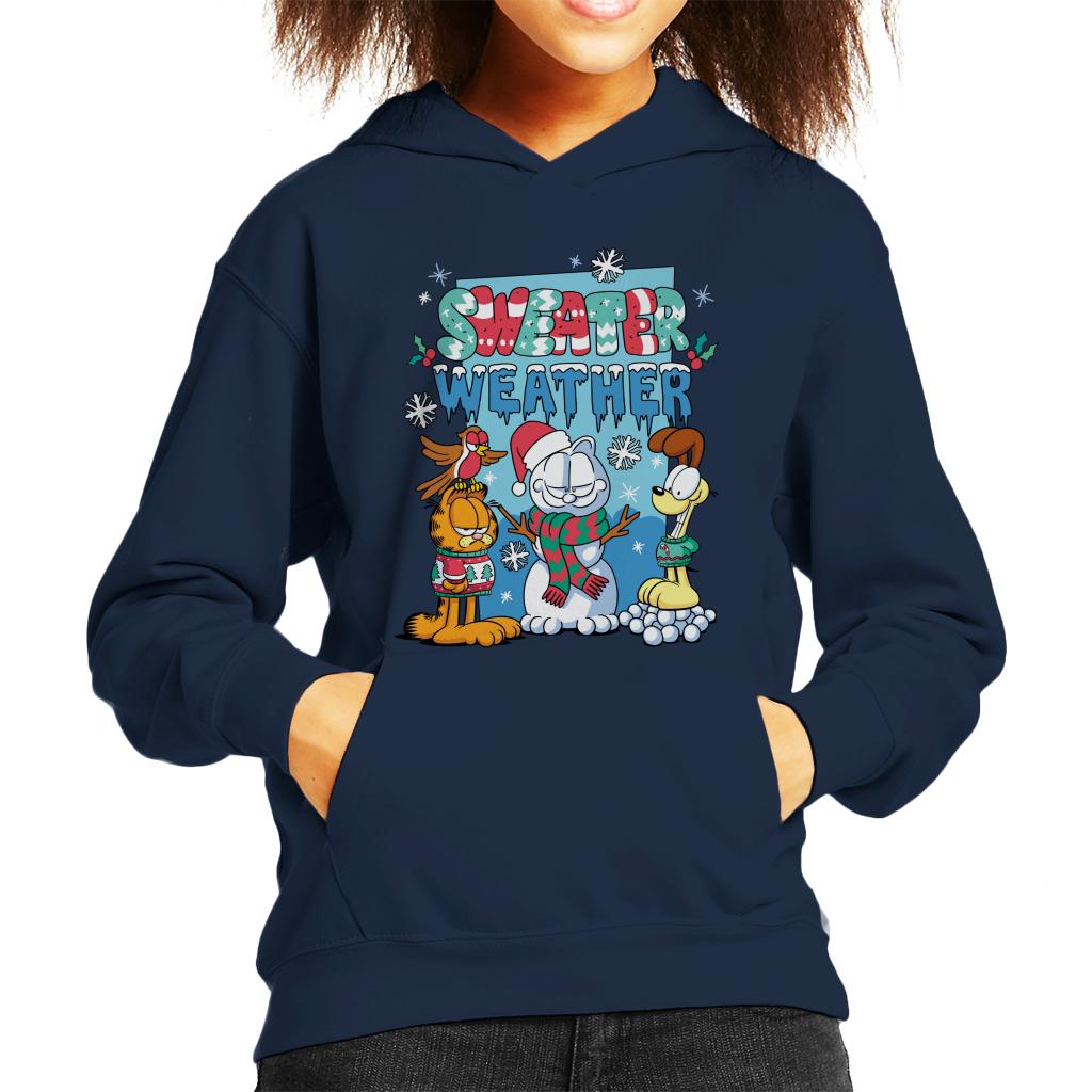 Garfield Christmas Sweater Weather Kid's Hooded Sweatshirt-ALL + EVERY